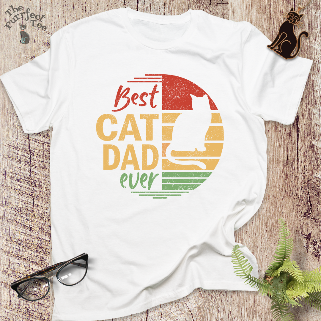 Best cat dad ever colour circle cat t-shirt