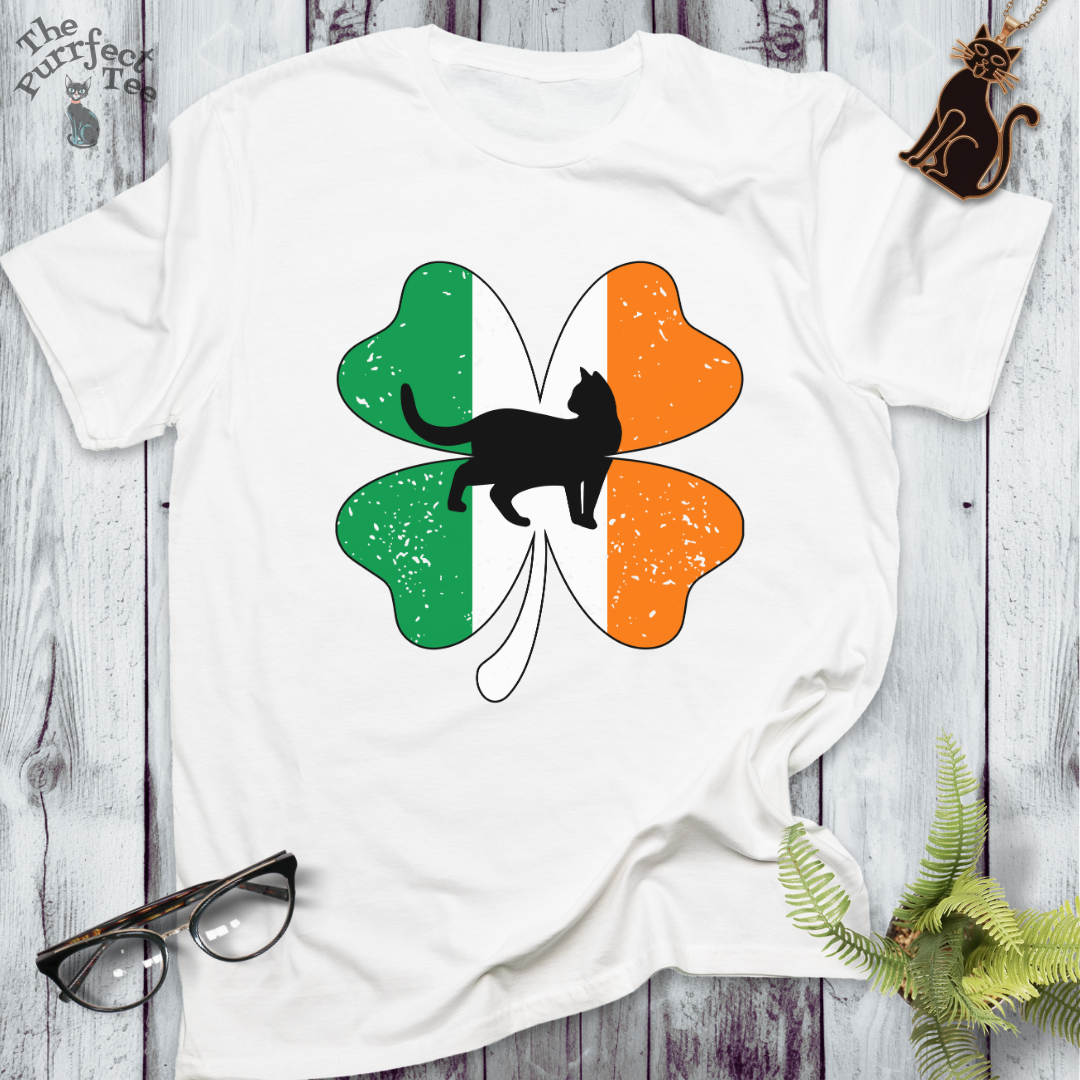 Irish flag shamrock cat t-shirt