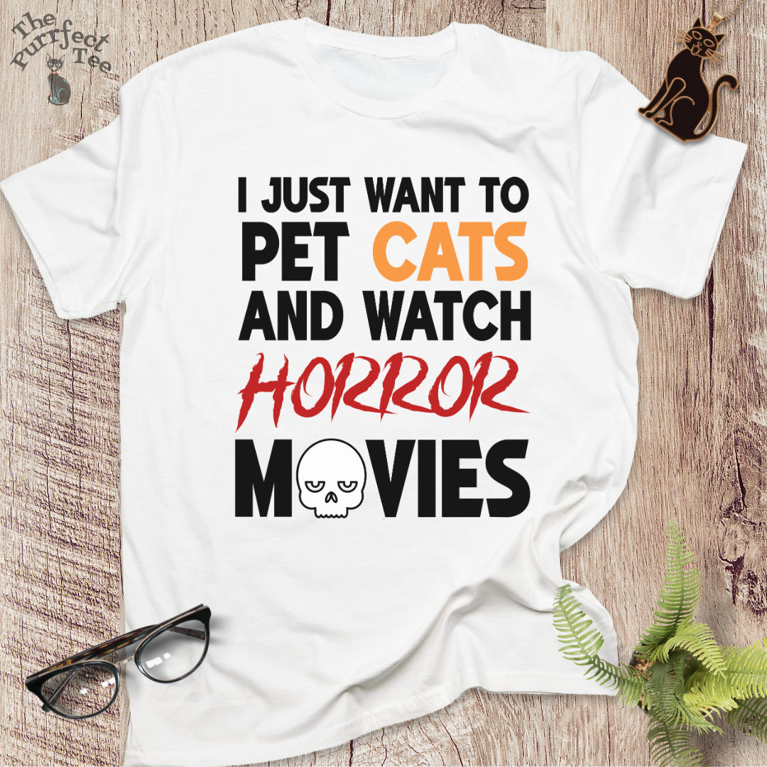 Horror movies and cats t-shirt