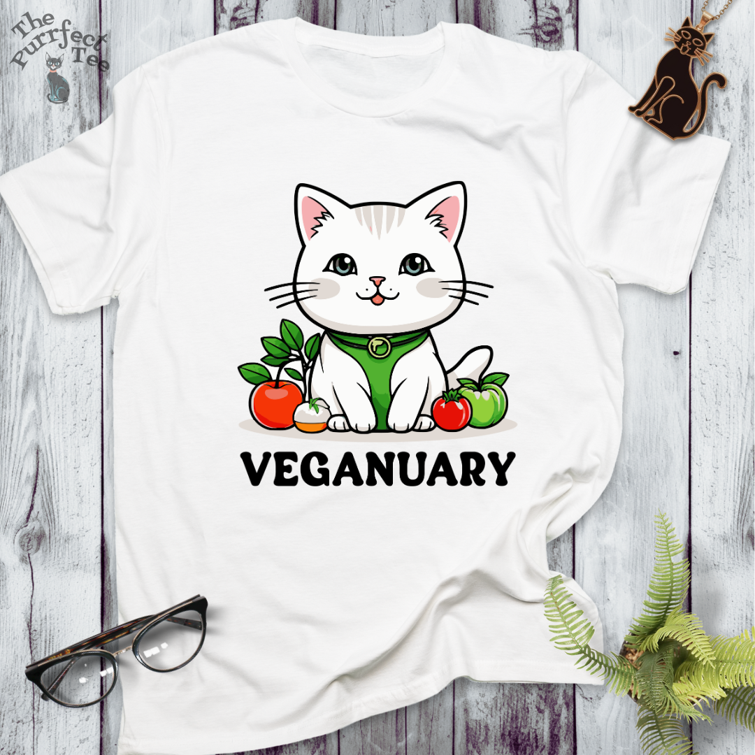 Veganuary white cat