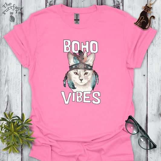 Boho vibes headband cat t-shirt