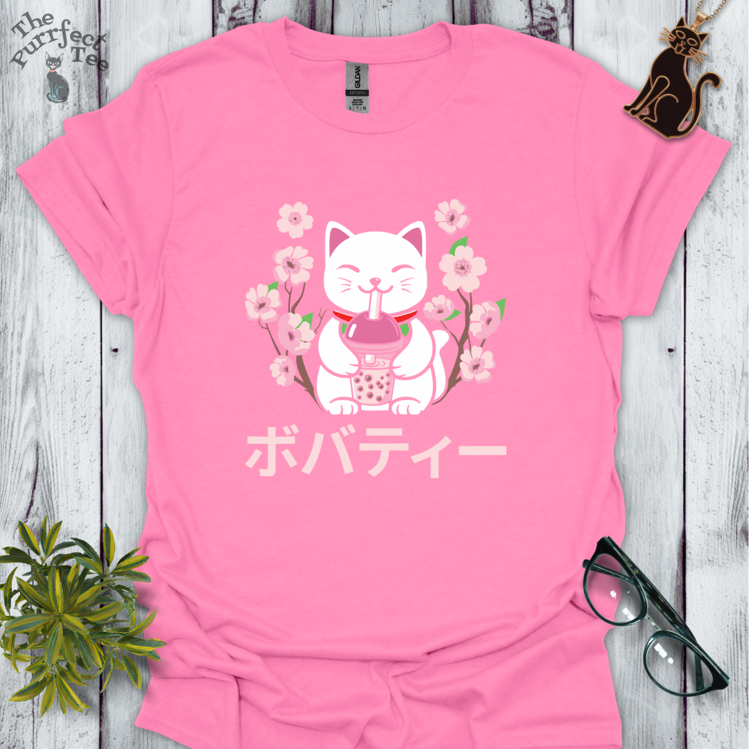 Cat drinking bubble tea cat t-shirt