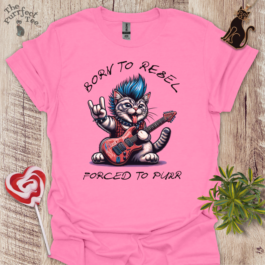 Born to rebel cat t-shirt