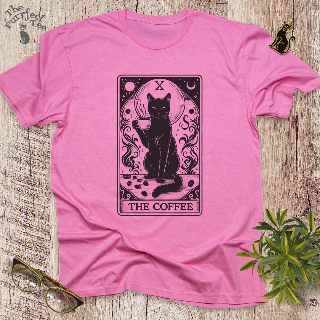 Tarot card coffee cat t-shirt