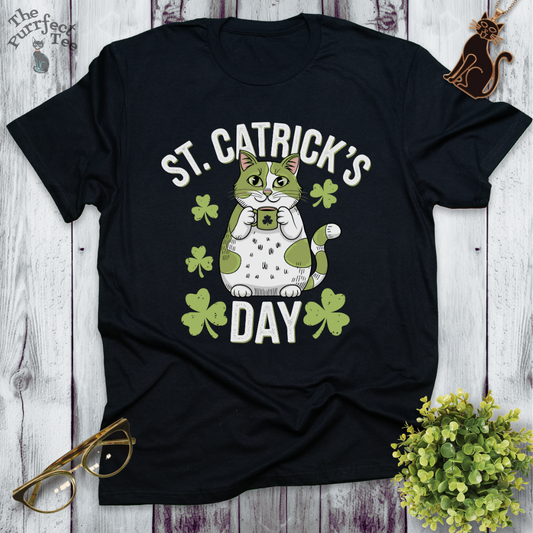 St Catrick's Day with mug cat t-shirt