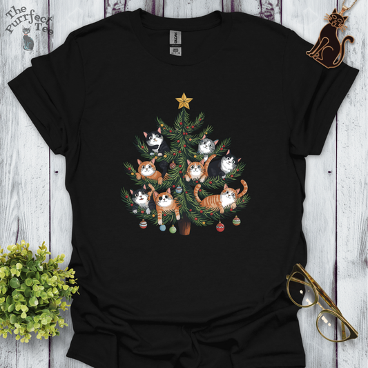 Cat Christmas tree cat t-shirt