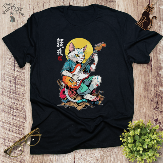 Cat playing guitar 1 t-shirt