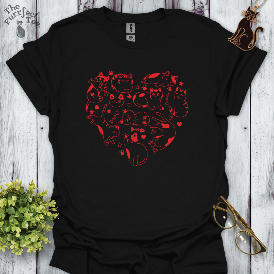 Cats making a heart red