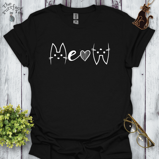 Meow white/black cat t-shirt