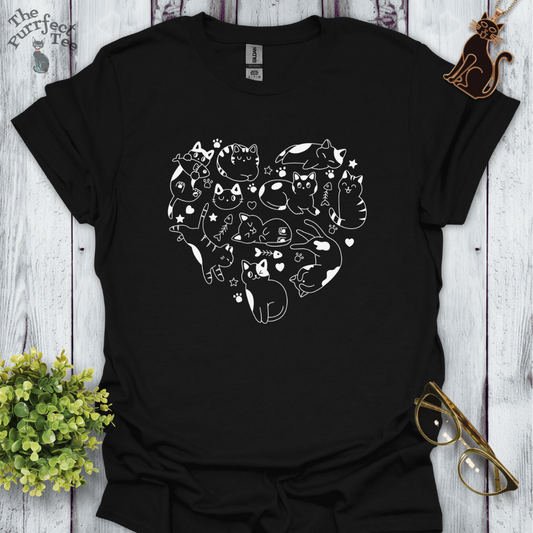 Cats making a heart white/black