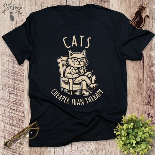 Cats cheaper than therapy cat t-shirt