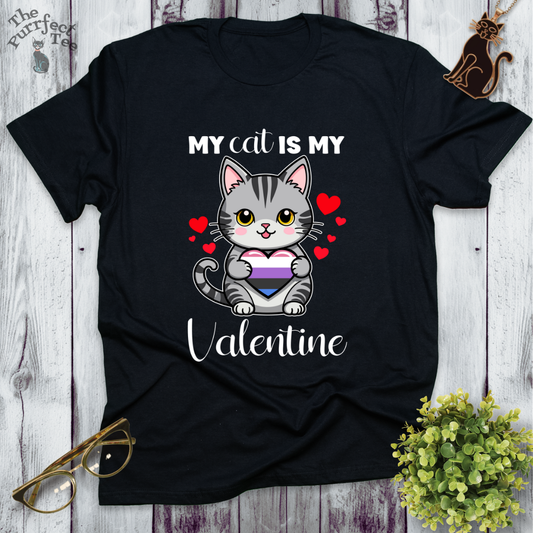 My cat is my valentine - genderfluid heart