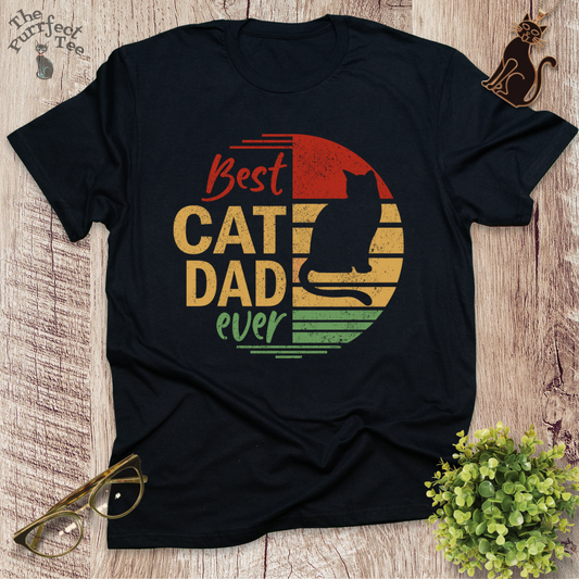 Best cat dad ever colour circle cat t-shirt