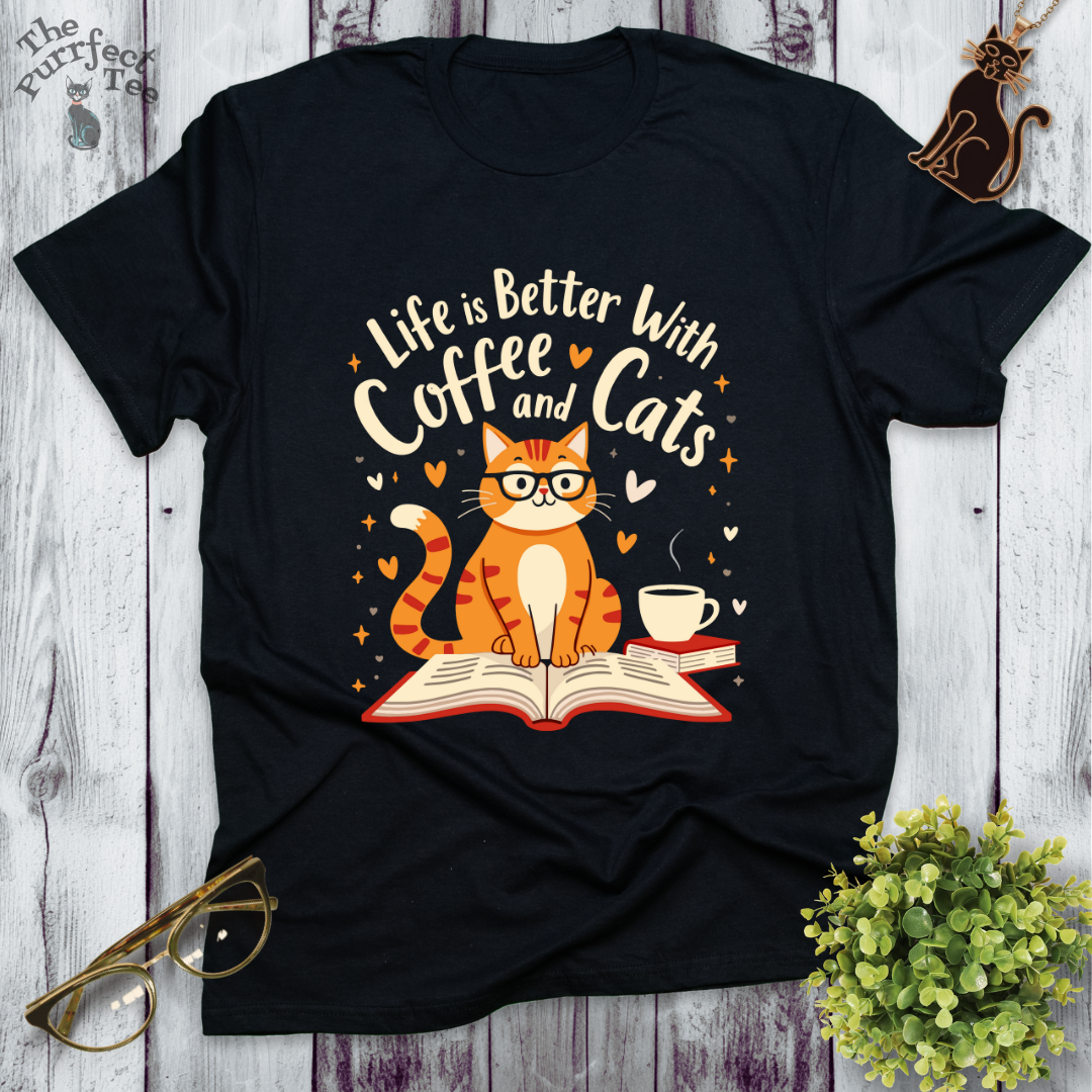 Life is better with books coffee and cats - ginger cat