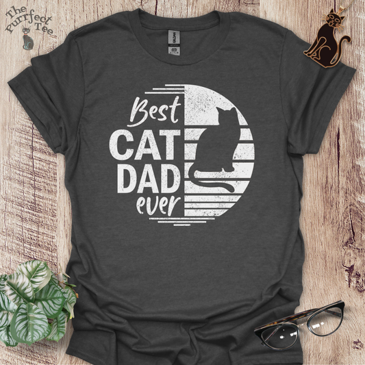 Best cat dad ever circle cat t-shirt
