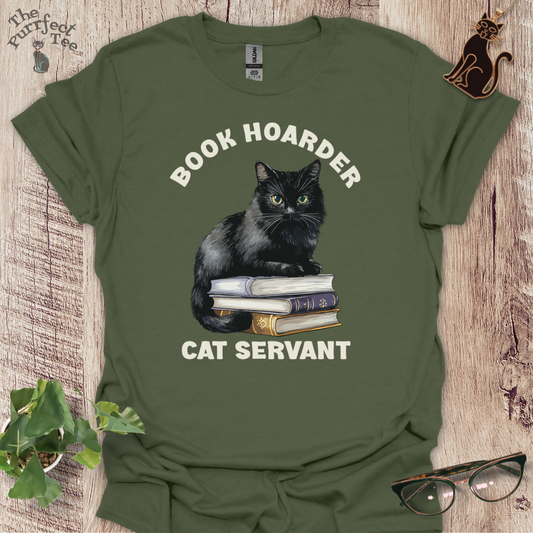 Book hoarder cat servant cat t-shirt