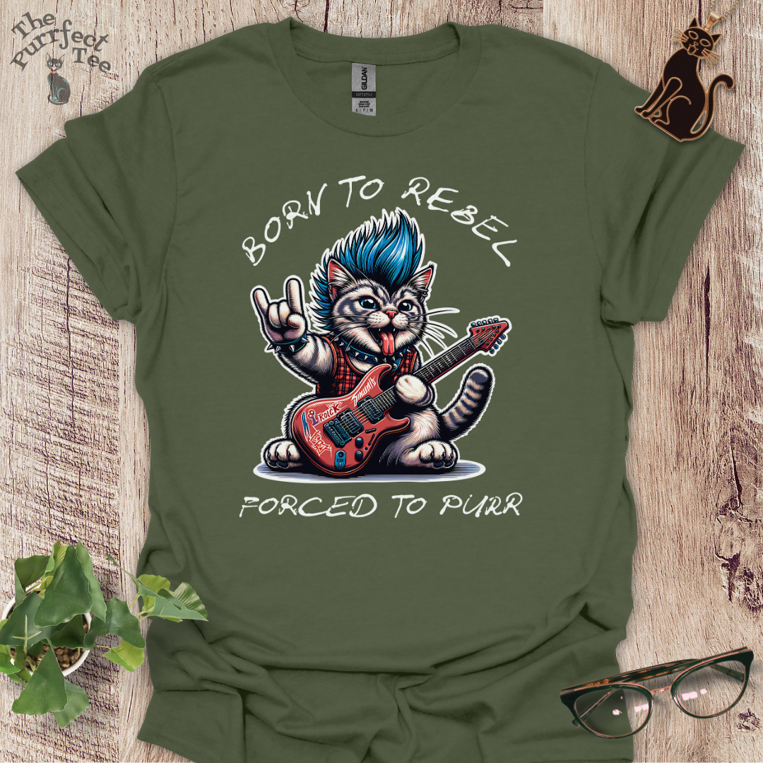 Born to rebel cat t-shirt