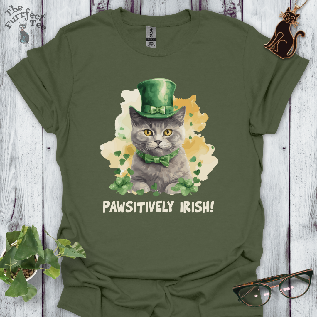 Pawsitively Irish cat t-shirt