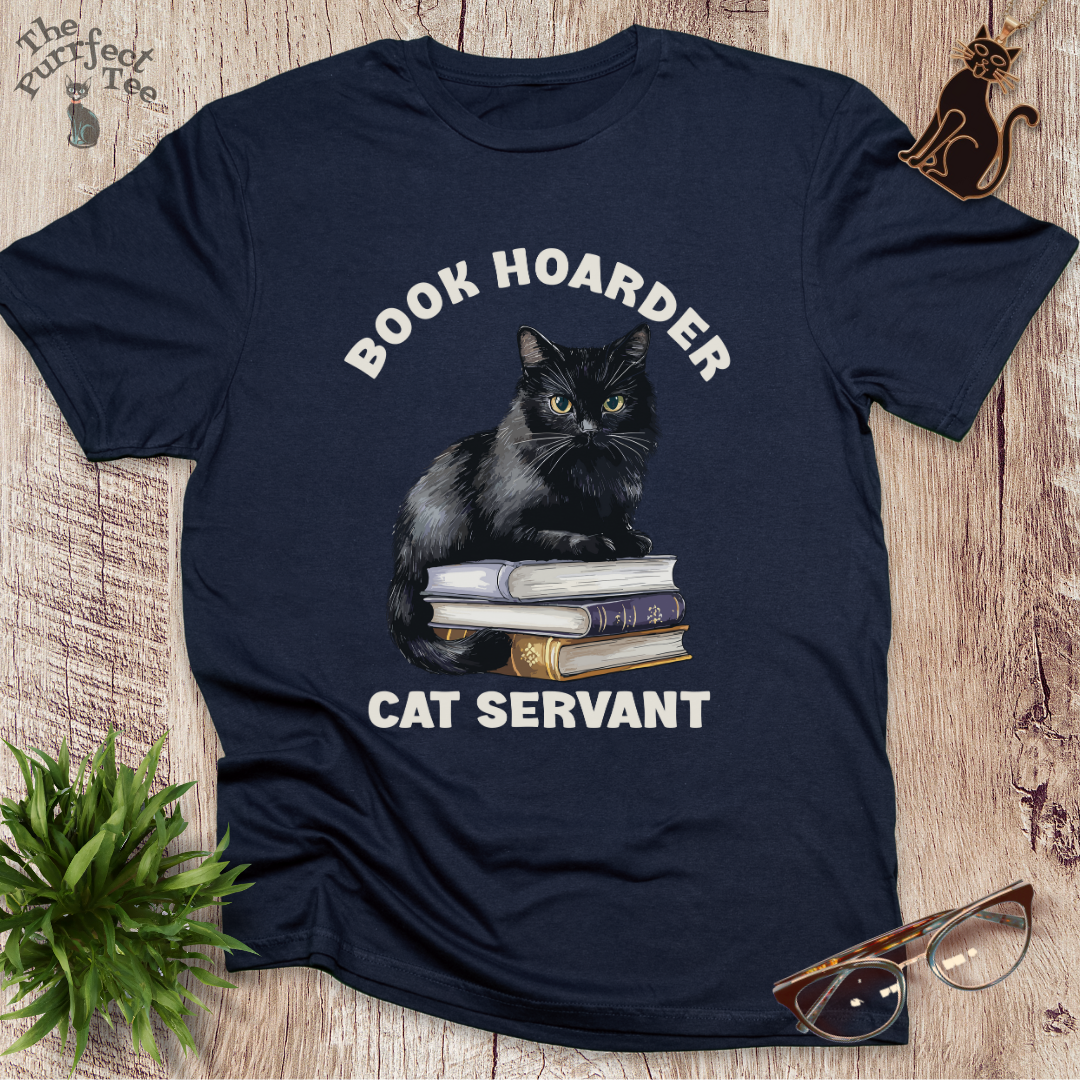 Book hoarder cat servant cat t-shirt