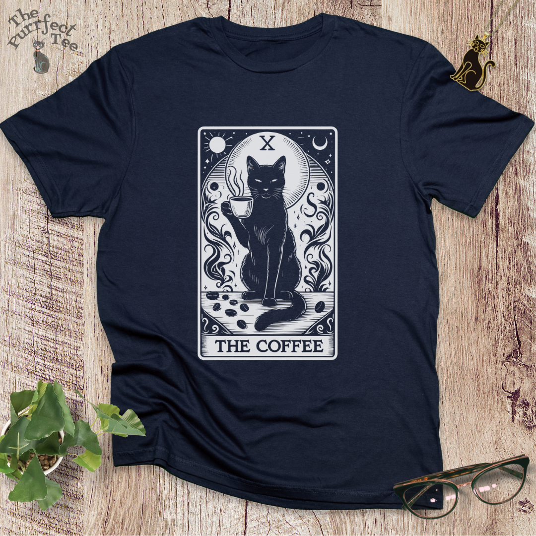 Tarot card coffee cat t-shirt