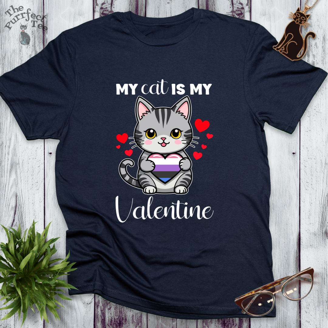 My cat is my valentine - genderfluid heart