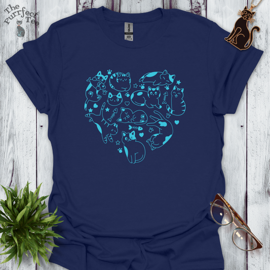 Cats making a heart blue