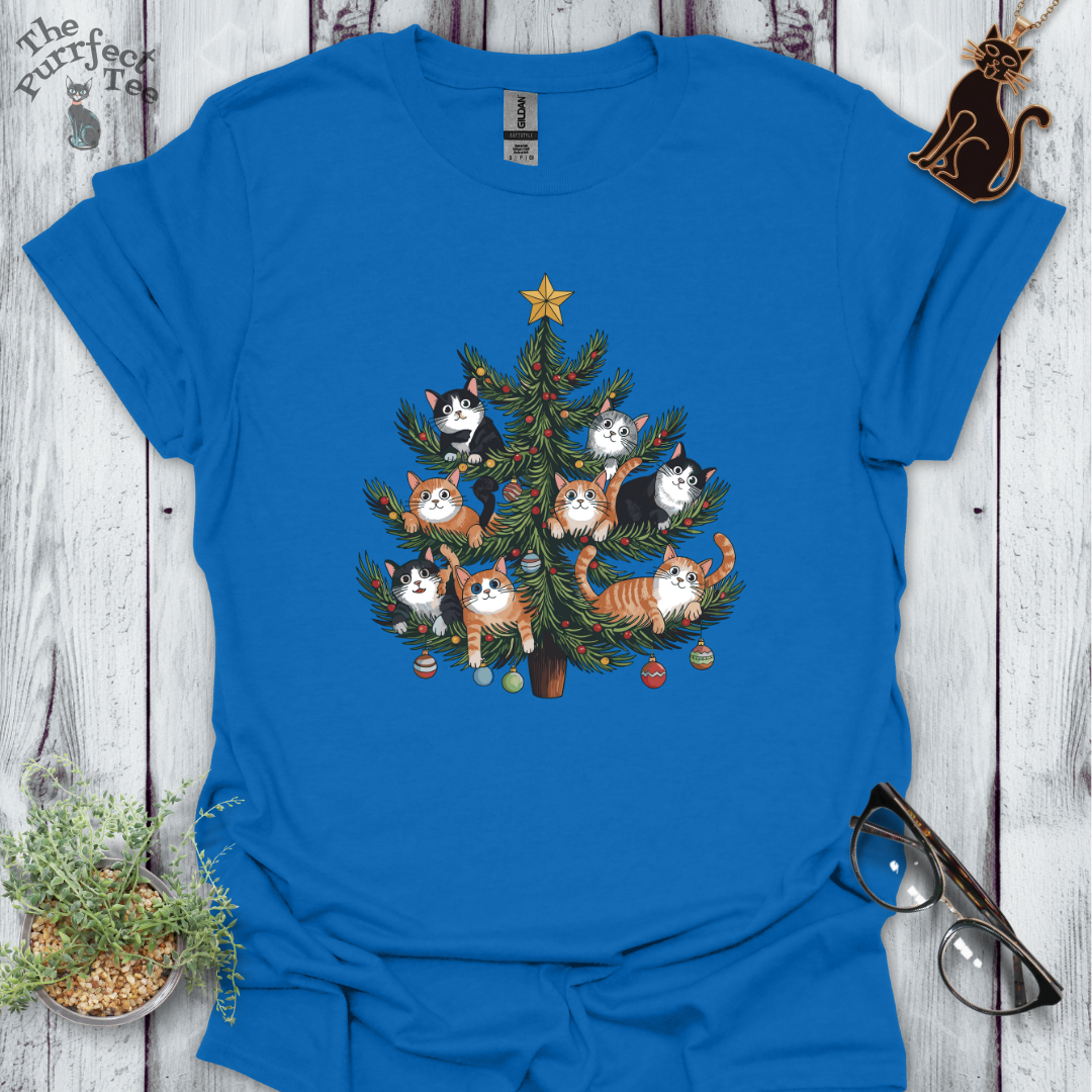 Cat Christmas tree cat t-shirt