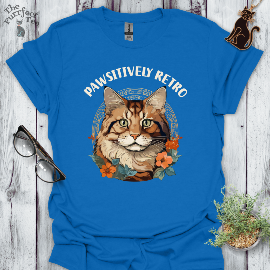 Pawsitively retro - cat and flowers