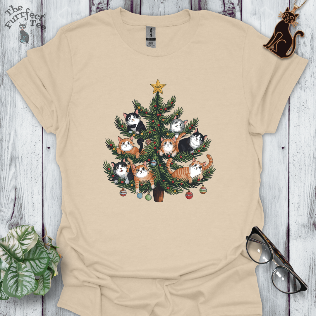 Cat Christmas tree cat t-shirt