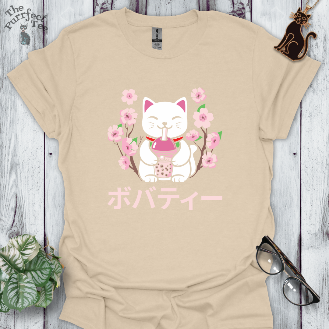 Cat drinking bubble tea cat t-shirt