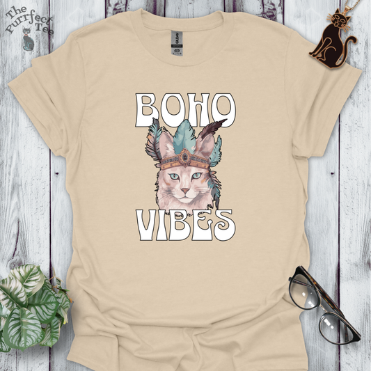 Boho vibes crown cat t-shirt