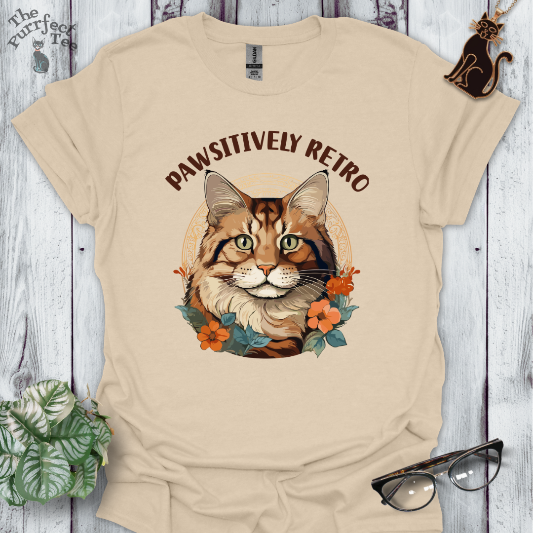 Pawsitively retro - cat and flowers