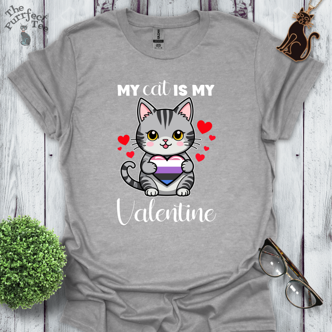 My cat is my valentine - genderfluid heart