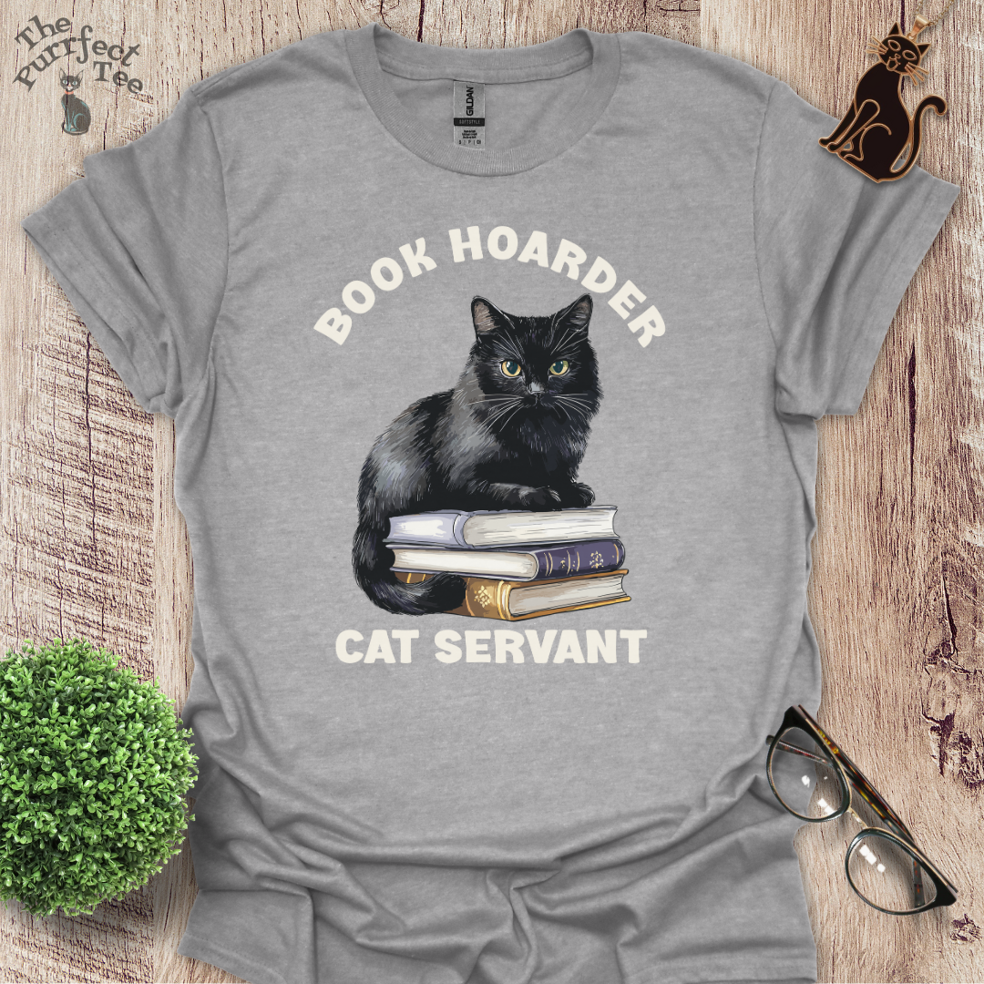 Book hoarder cat servant cat t-shirt