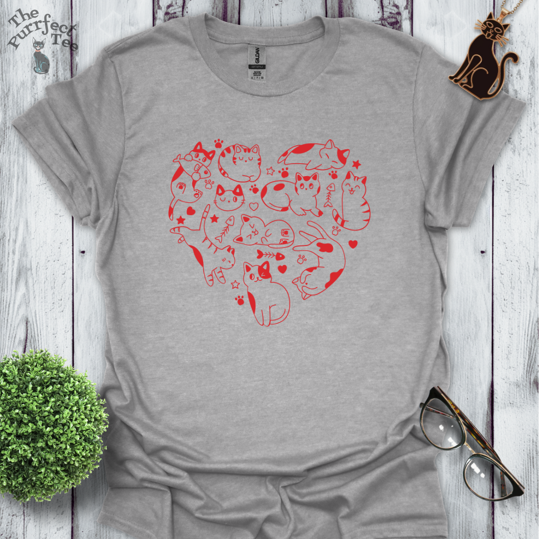 Cats making a heart red