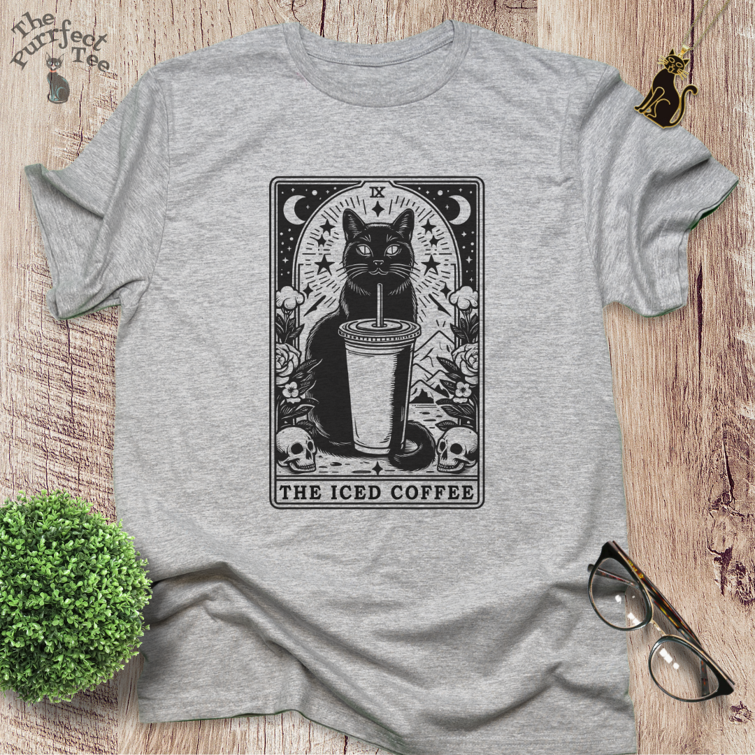 Tarot card iced coffee cat t-shirt