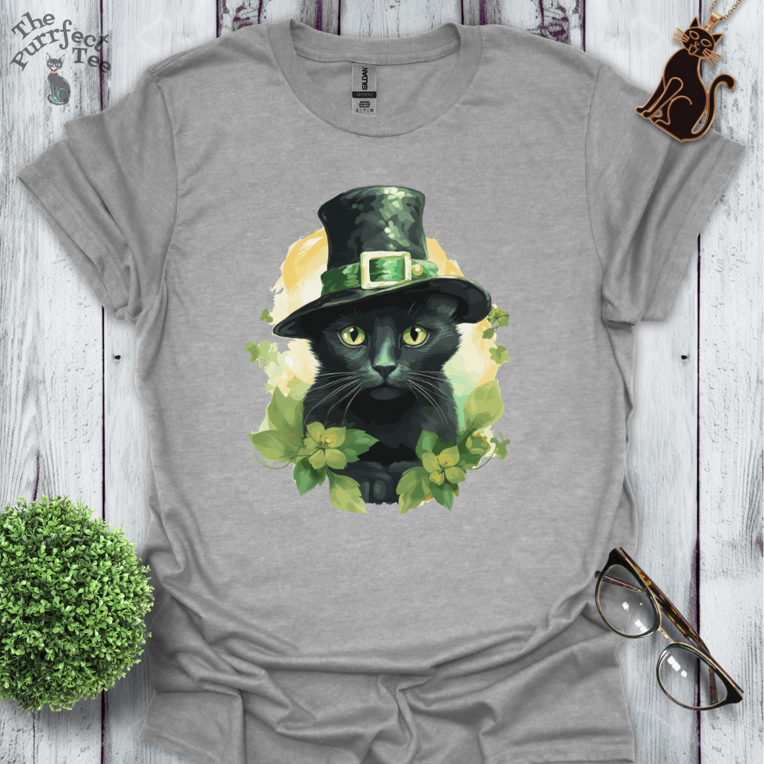 St. Patrick's Day black cat t-shirt