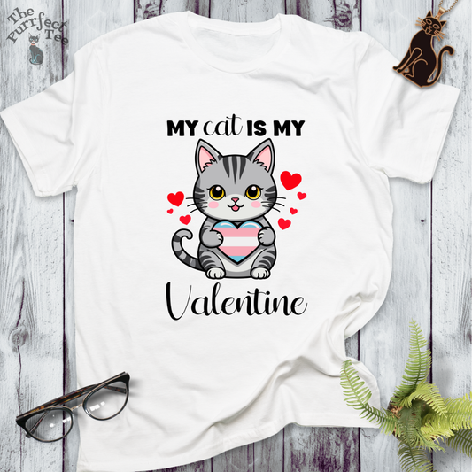 My cat is my valentine - trans heart