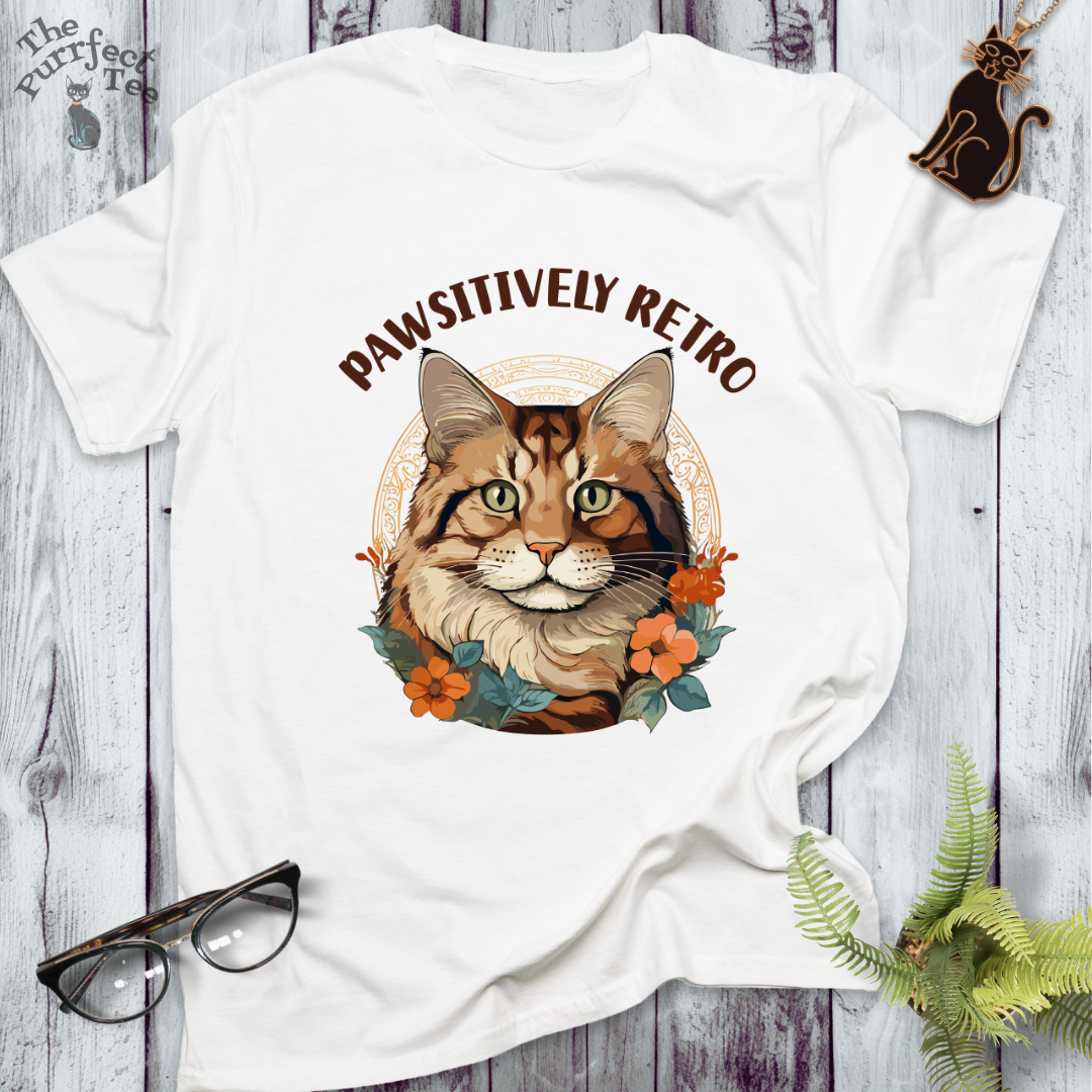 Pawsitively retro - cat and flowers