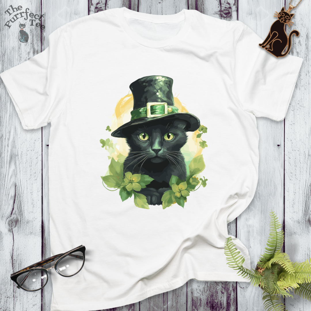St. Patrick's Day black cat t-shirt