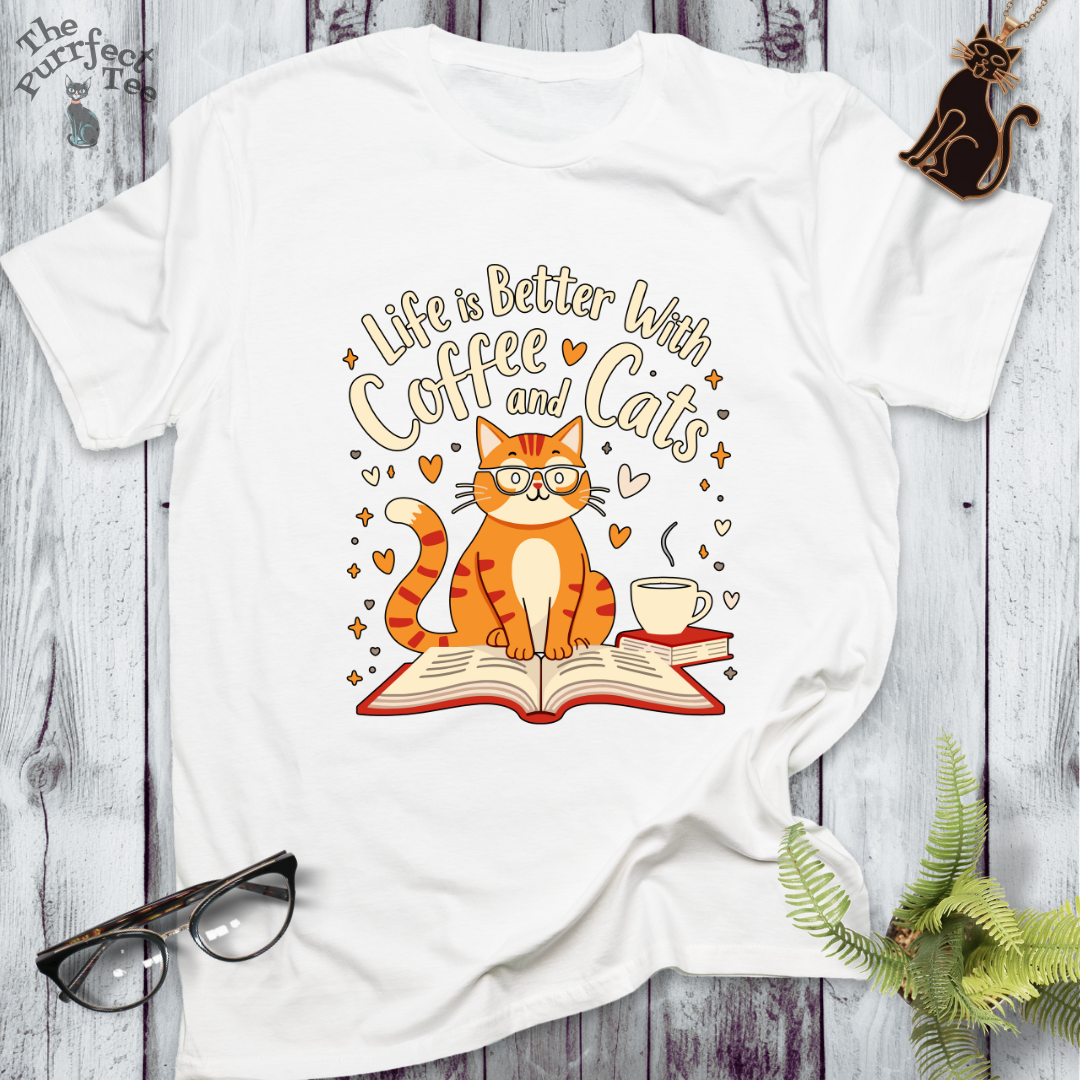 Life is better with books coffee and cats - ginger cat