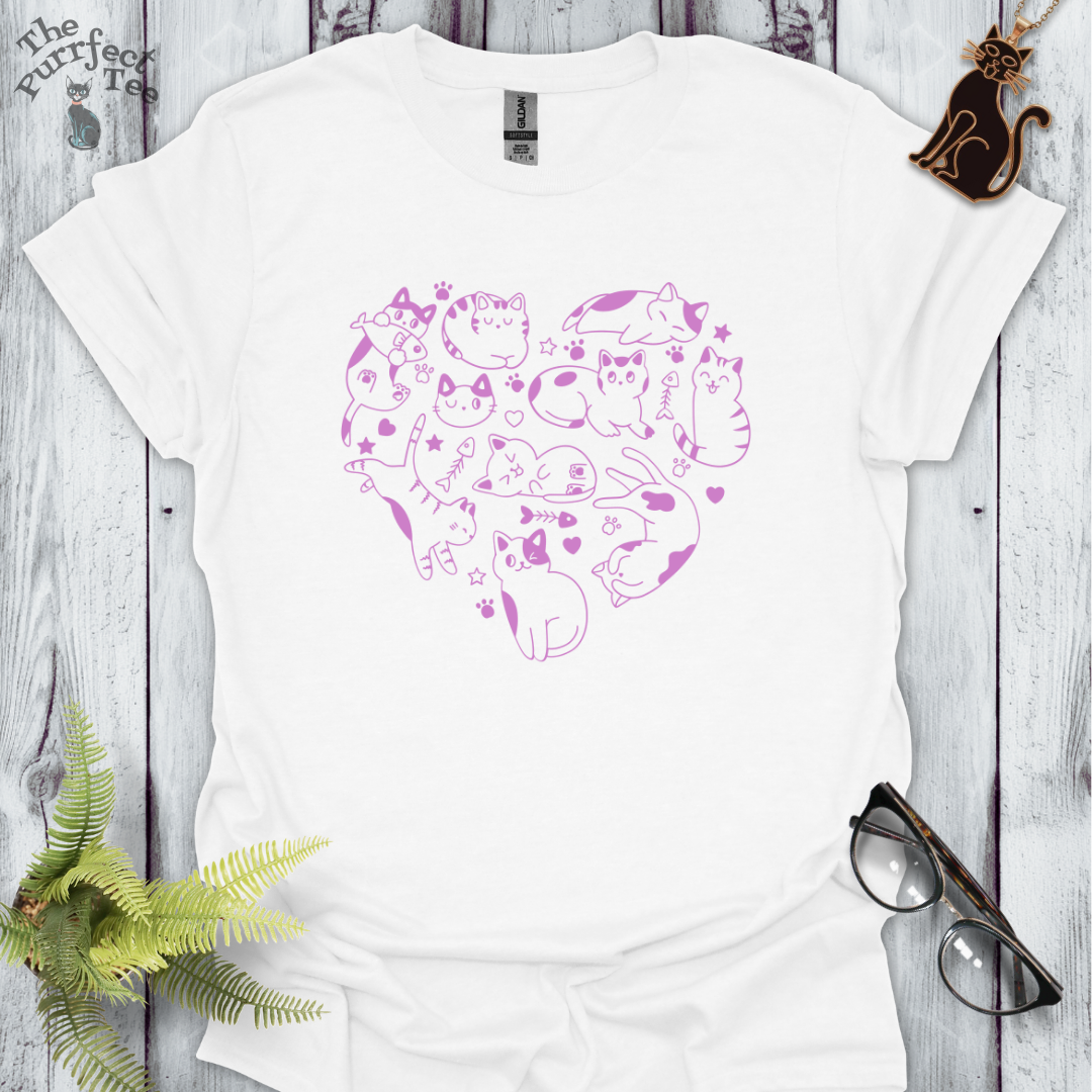 Cats making a heart pink