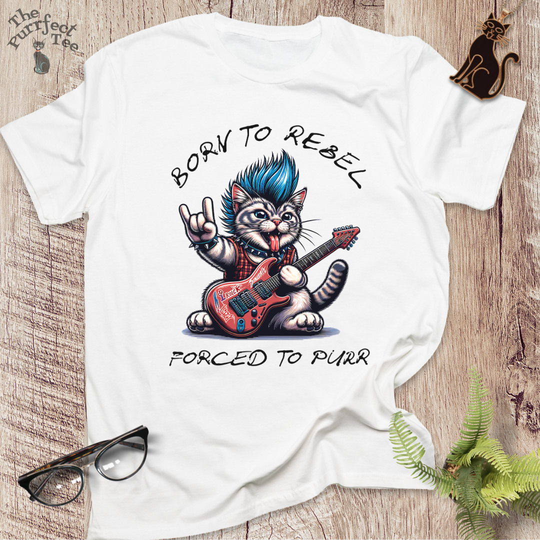 Born to rebel cat t-shirt