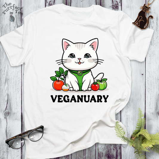 Veganuary white cat